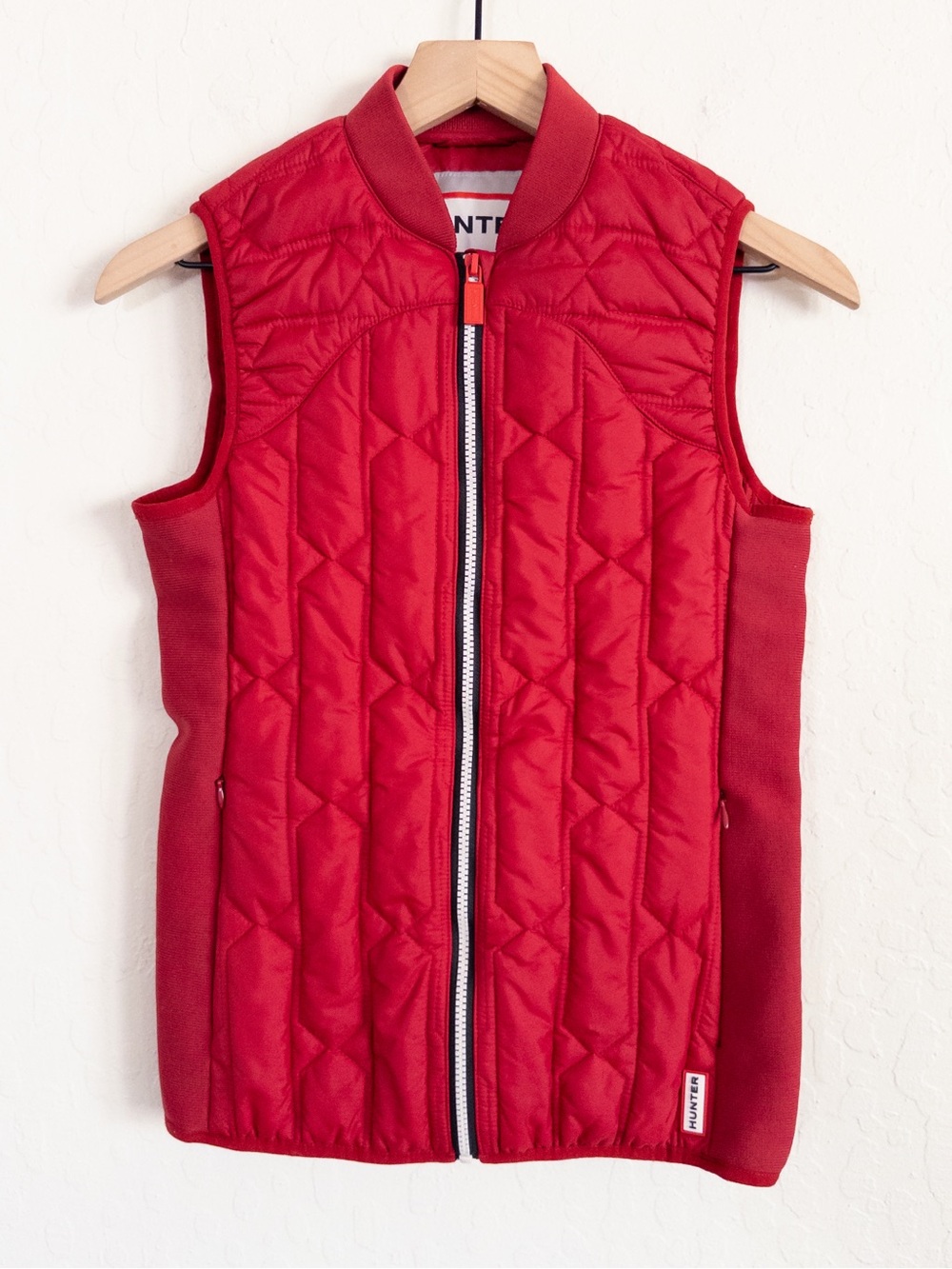 Hunter Original Midlayer Gilet Zip Up Quilted Puffer Vest Small Red Outdoor